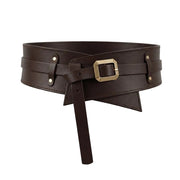 Ceinture de Taille Femme en Cuir Véritable - Sangle Noire Réglable avec Boucle Métallique Dorée