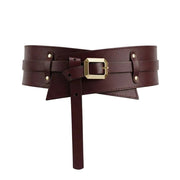 Ceinture de Taille Femme en Cuir Véritable - Sangle Noire Réglable avec Boucle Métallique Dorée