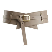 Ceinture de Taille Femme en Cuir Véritable - Sangle Noire Réglable avec Boucle Métallique Dorée