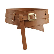 Ceinture de Taille Femme en Cuir Véritable - Sangle Noire Réglable avec Boucle Métallique Dorée