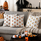 Housse de Coussin Halloween - Motif Fantôme & Citrouille en Polyester-Coton pour Canapé