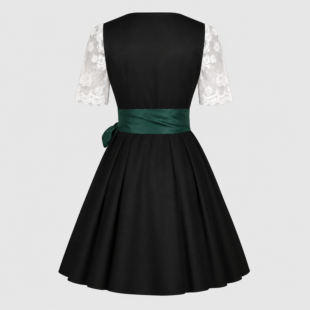 Robe Dirndl Femme en Polyester - Corsage Décoratif et Jupe Évasée pour Oktoberfest