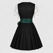 Robe Dirndl Femme en Polyester - Corsage Décoratif et Jupe Évasée pour Oktoberfest