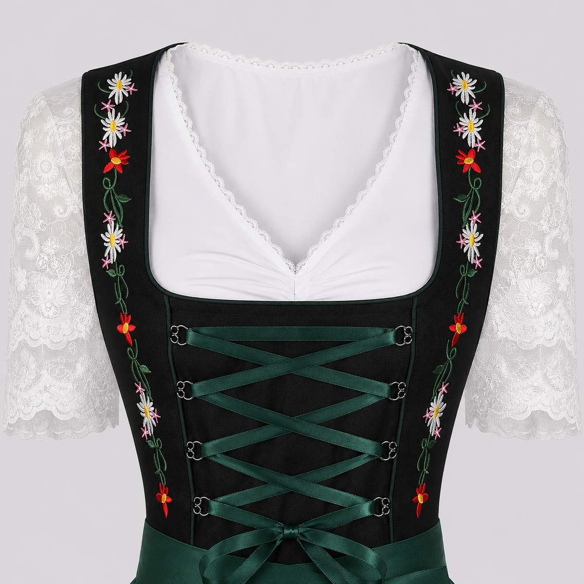 Robe Dirndl Femme en Polyester - Corsage Décoratif et Jupe Évasée pour Oktoberfest
