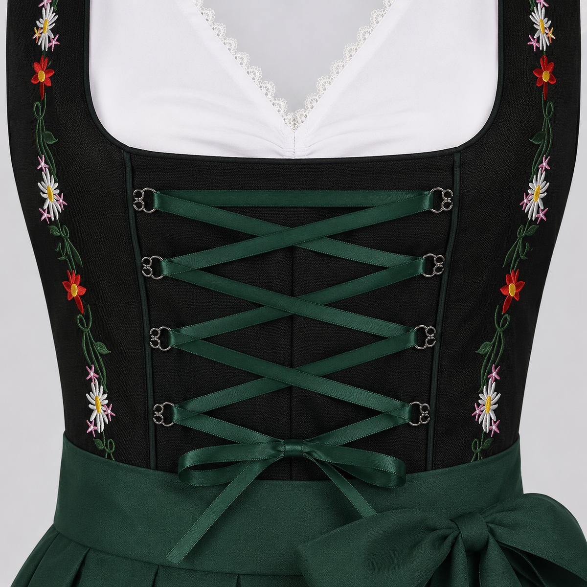 Robe Dirndl Femme en Polyester - Corsage Décoratif et Jupe Évasée pour Oktoberfest