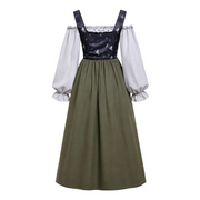 Robe Trachten Femme en Polyester - Manches Bouffantes avec Col Élastique et Jupe Évasée