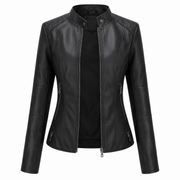 Veste Biker Femme en Cuir PU - Col Montant avec Fermeture Éclair et Doublure en Coton