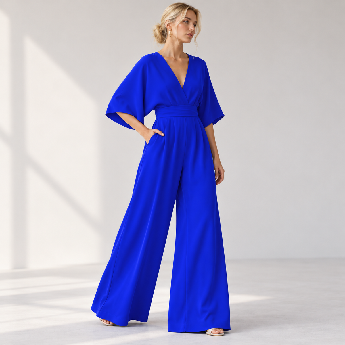 Combinaison en Mousseline - Taille Haute avec Jambes Larges et Coupe Longue