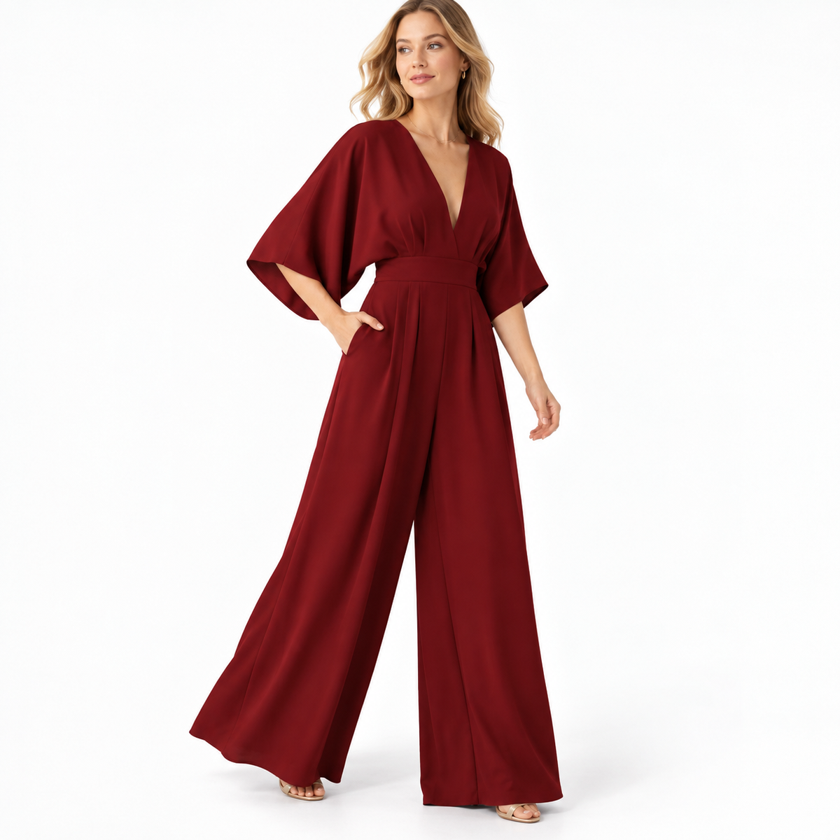Combinaison en Mousseline - Taille Haute avec Jambes Larges et Coupe Longue