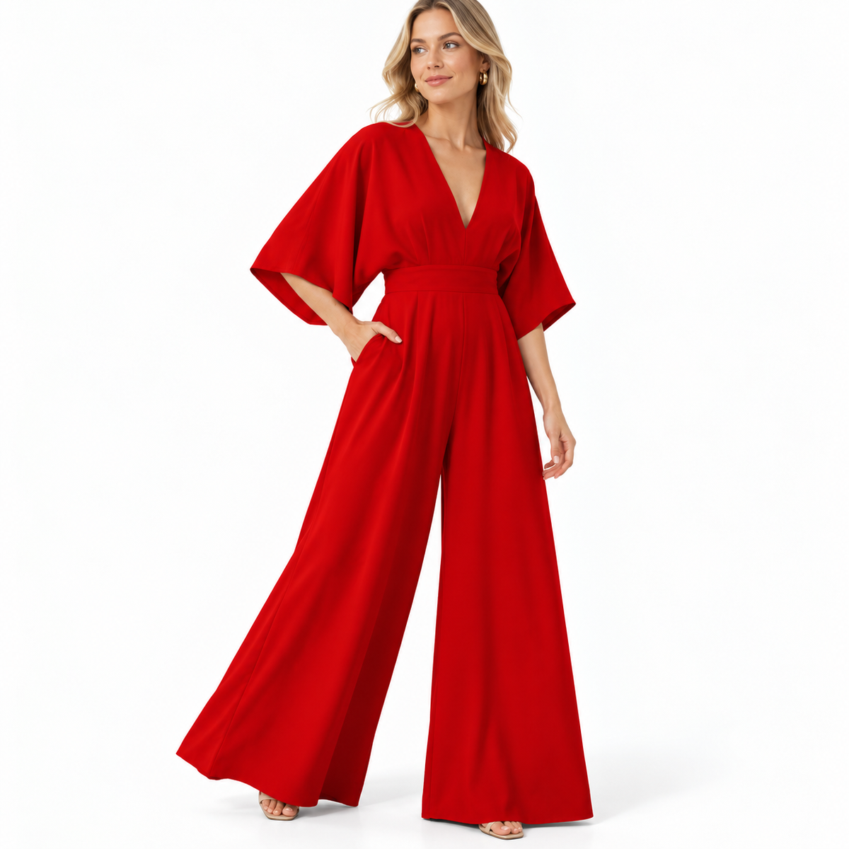 Combinaison en Mousseline - Taille Haute avec Jambes Larges et Coupe Longue
