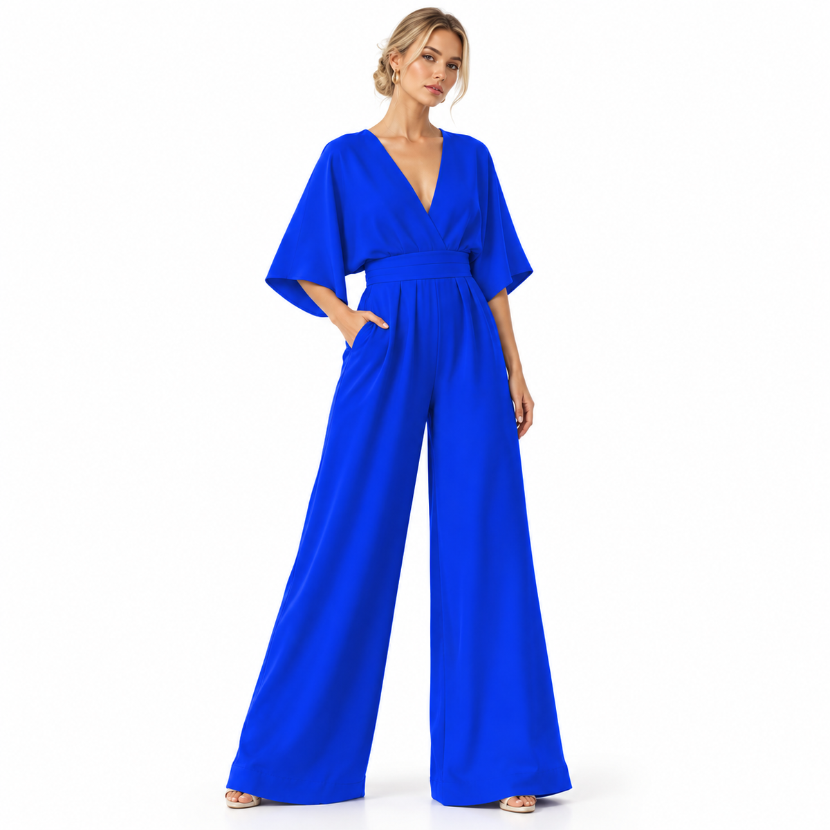 Combinaison en Mousseline - Taille Haute avec Jambes Larges et Coupe Longue