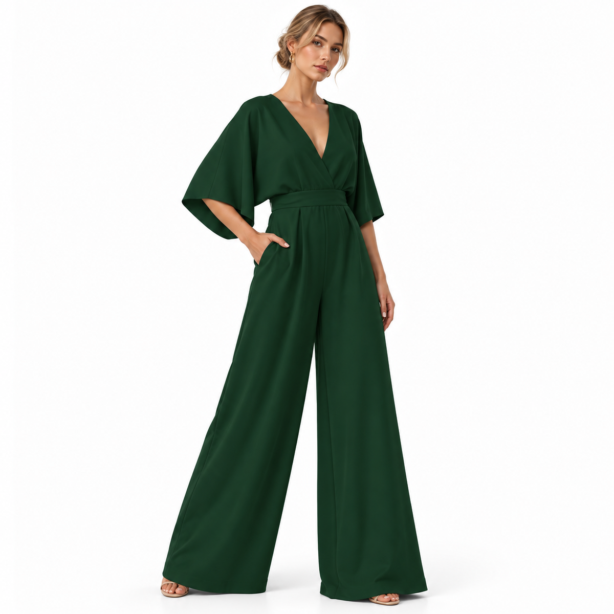 Combinaison en Mousseline - Taille Haute avec Jambes Larges et Coupe Longue