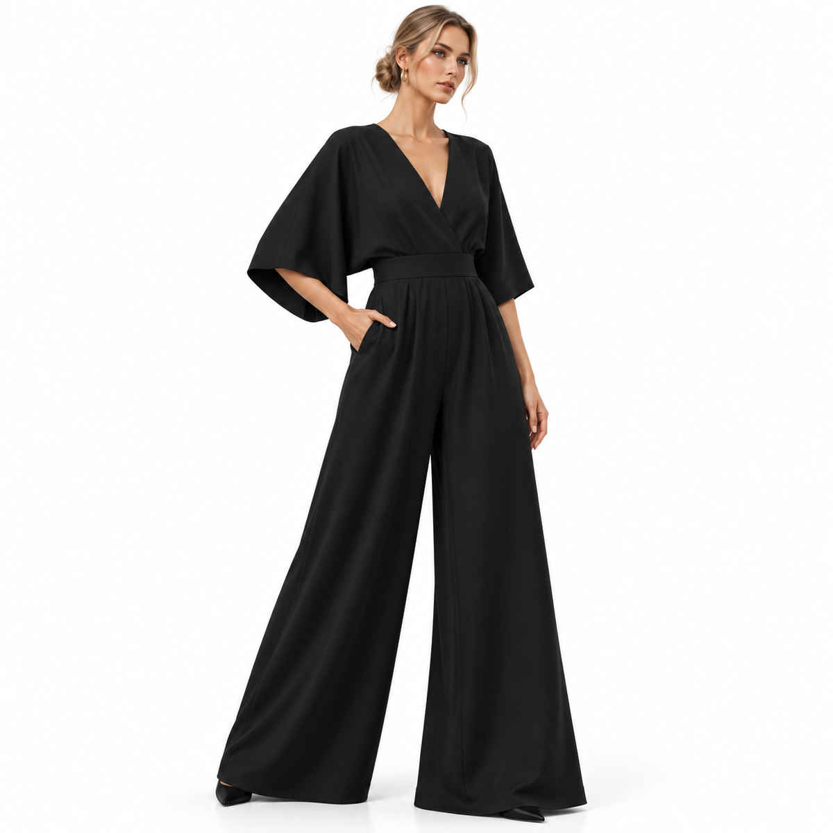 Combinaison en Mousseline - Taille Haute avec Jambes Larges et Coupe Longue