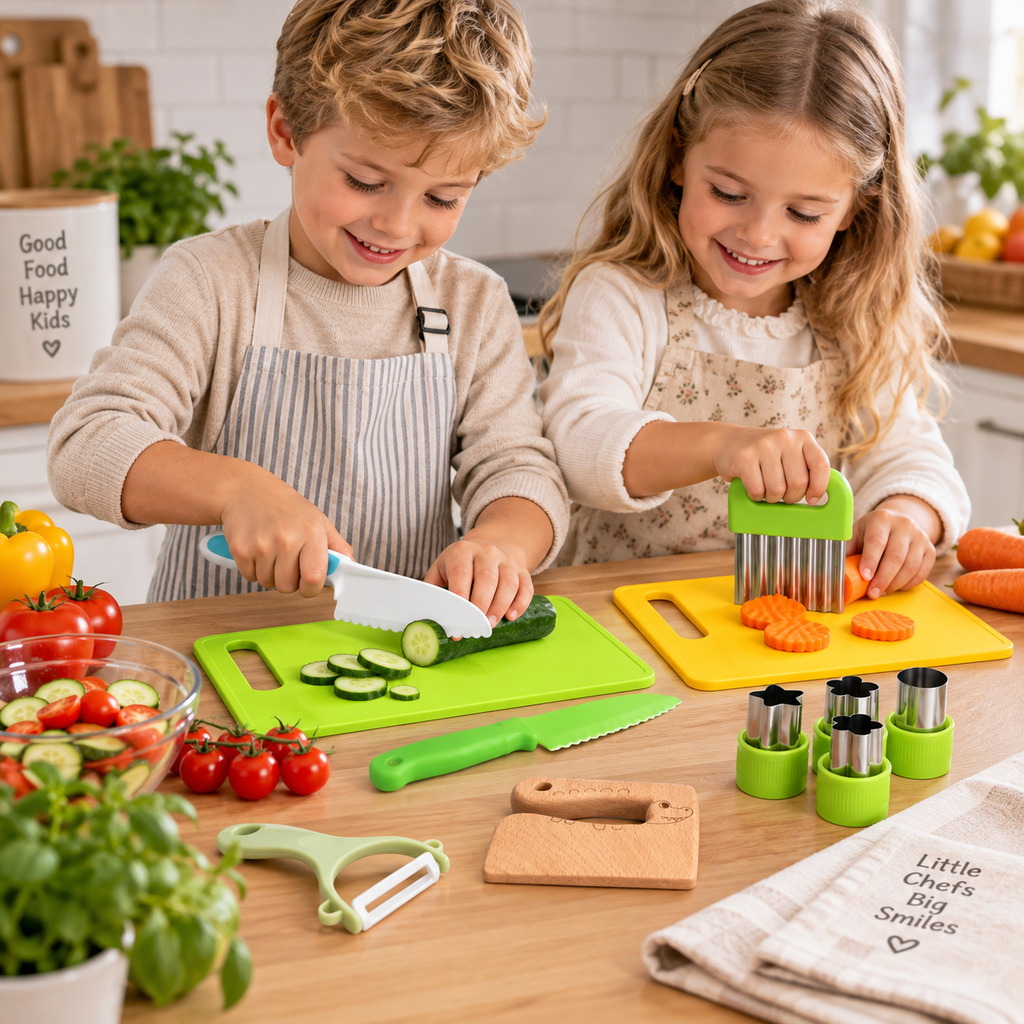 Set de Cuisine pour Enfants Sans BPA - Ustensiles pour Activités Supervisées et Jeu de Rôle