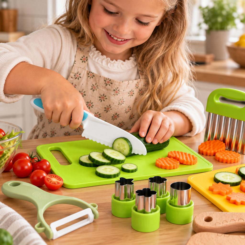 Set de Cuisine pour Enfants Sans BPA - Ustensiles pour Activités Supervisées et Jeu de Rôle