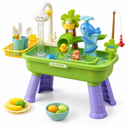 Jouet 2-en-1 avec Poissons Glissants - Rampe Interactive et Jeu de Pêche pour Enfants
