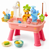 Jouet 2-en-1 avec Poissons Glissants - Rampe Interactive et Jeu de Pêche pour Enfants