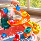 Jouet 2-en-1 avec Poissons Glissants - Rampe Interactive et Jeu de Pêche pour Enfants