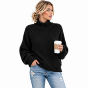 Pull Tricoté Femme à Col Roulé - Coupe Ample avec Manches Longues pour Superposition