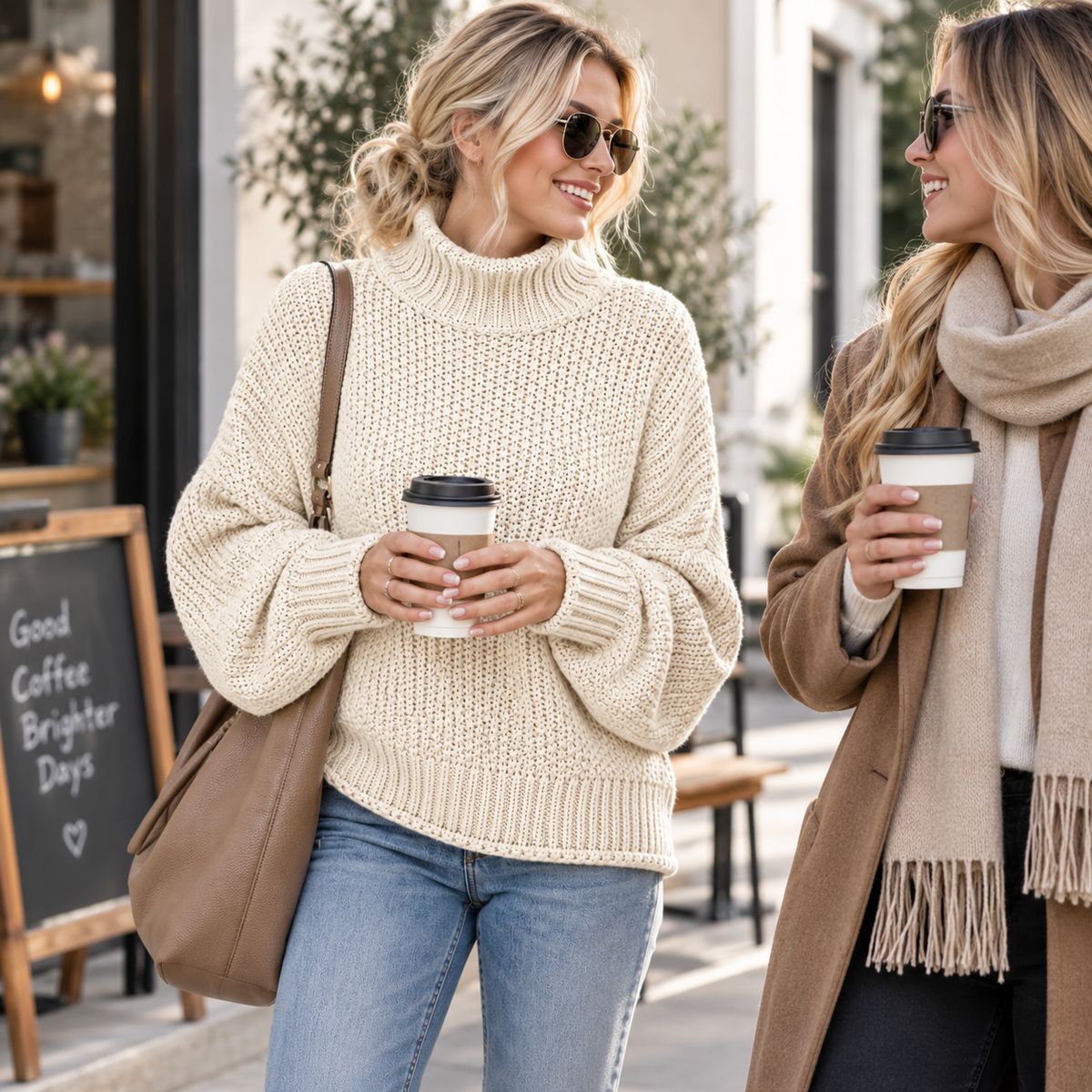 Pull Tricoté Femme à Col Roulé - Coupe Ample avec Manches Longues pour Superposition