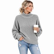 Pull Tricoté Femme à Col Roulé - Coupe Ample avec Manches Longues pour Superposition