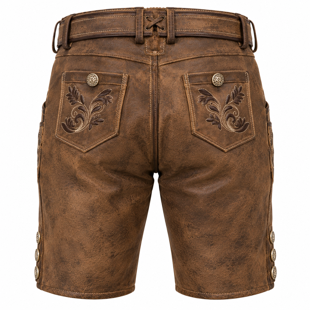 Pantalon Traditionnel Homme en Cuir Véritable - Design Bavarois avec Broderies