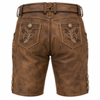 Pantalon Traditionnel Homme en Cuir Véritable - Design Bavarois avec Broderies