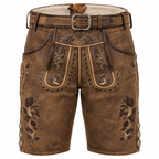 Pantalon Traditionnel Homme en Cuir Véritable - Design Bavarois avec Broderies