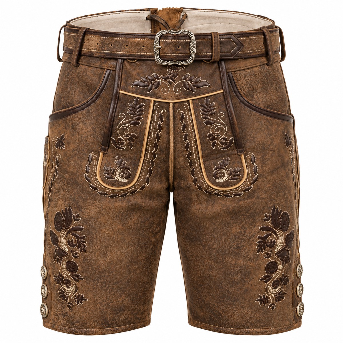 Pantalon Traditionnel Homme en Cuir Véritable - Design Bavarois avec Broderies