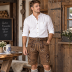 Pantalon Traditionnel Homme en Cuir Véritable - Design Bavarois avec Broderies