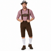 Lederhosen Homme en Mélange de Coton - Short Brodé avec Bretelles Ajustables pour Festivals