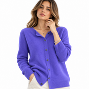 Gilet en Cachemire Femme - Coupe Régulière avec Col en V, Boutons et Manches Longues
