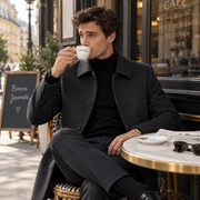 Manteau Homme en Laine - Coupe Classique avec Tissu Structuré, Boutons et Poches