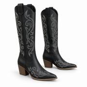 Bottines Femme en PU - Talon Haut avec Bout Carré et Fermeture Éclair Latérale