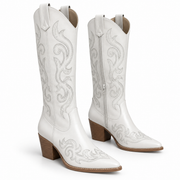 Bottines Femme en PU - Talon Haut avec Bout Carré et Fermeture Éclair Latérale