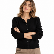 Gilet en Cachemire Femme - Coupe Régulière avec Col en V, Boutons et Manches Longues