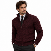 Cardigan Homme en Acrylique - Col Haut avec Fermeture Éclair Intégrale et Doublure