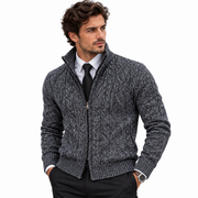 Cardigan Homme en Acrylique - Col Haut avec Fermeture Éclair Intégrale et Doublure