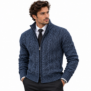 Cardigan Homme en Acrylique - Col Haut avec Fermeture Éclair Intégrale et Doublure