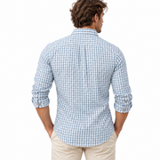 Chemise à Carreaux Homme en Mélange de Coton - Coupe Régulière avec Manches Longues