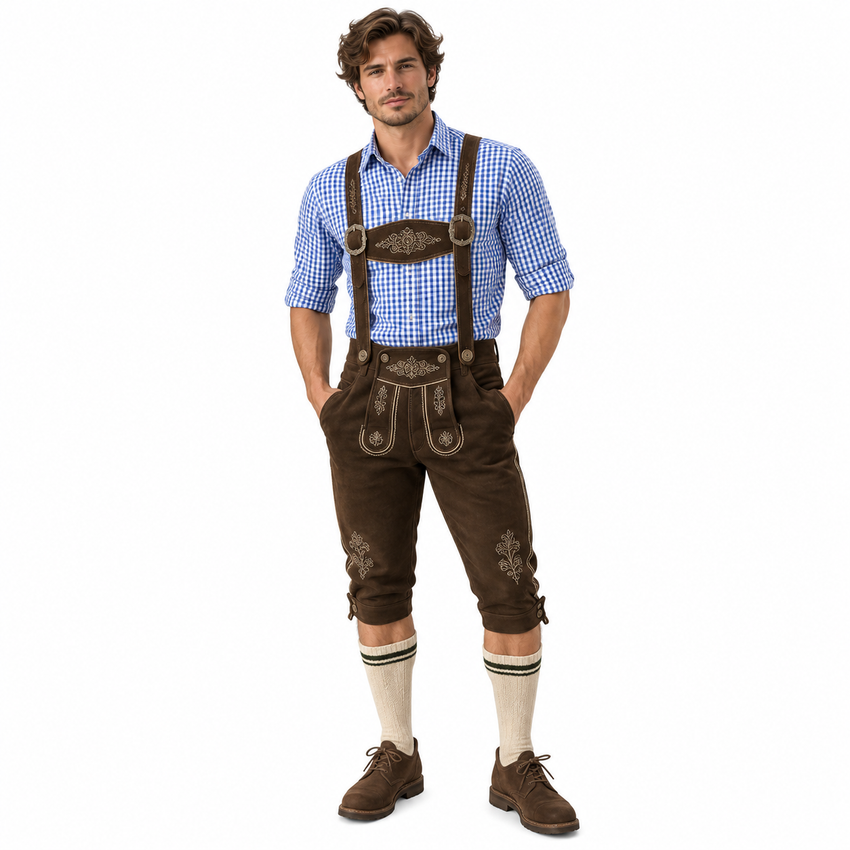 Pantalon Homme Mi-Long en Cuir PU - Détails Imprimés avec Poches Latérales