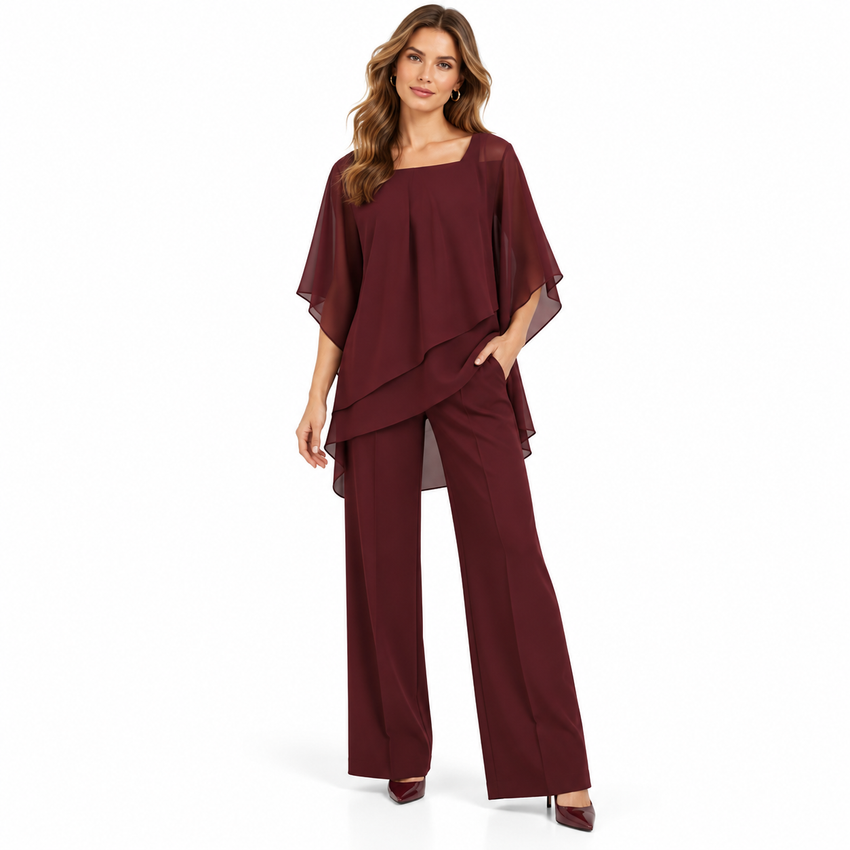Ensemble Femme avec Blouse Superposée - Haut et Bas Assortis pour le Quotidien