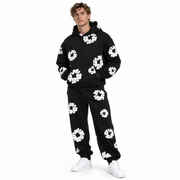 Survêtement Unisexe à Imprimé Floral - Hoodie avec Pantalon Assorti et Taille Élastique