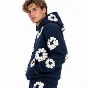 Survêtement Unisexe à Imprimé Floral - Hoodie avec Pantalon Assorti et Taille Élastique