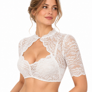 Blouse Dirndl Femme en Polyester - Motif en Dentelle avec Décolleté Sculpté et Coupe Courte