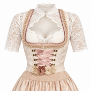 Blouse Dirndl Femme en Polyester - Motif en Dentelle avec Décolleté Sculpté et Coupe Courte