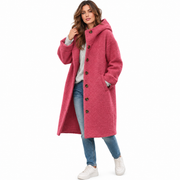 Manteau Long à Capuche Femme - Manches Longues en Matériau Caoutchouc pour Temps Froid
