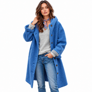 Manteau Long à Capuche Femme - Manches Longues en Matériau Caoutchouc pour Temps Froid