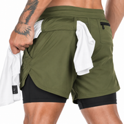 Short de Sport 2-en-1 en Polyester - Coupe Regular avec Couche Intérieure Intégrée