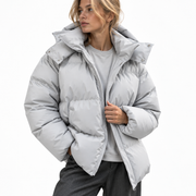Veste Puffer Femme en Polyester - Design Matelassé avec Rembourrage Isolant et Col Haut